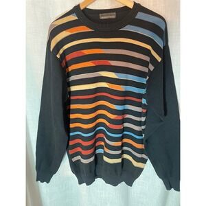Vintage Montecarlo Abstract Stripe‎ Sweater Mar Del Plata Argentina XL EUC
